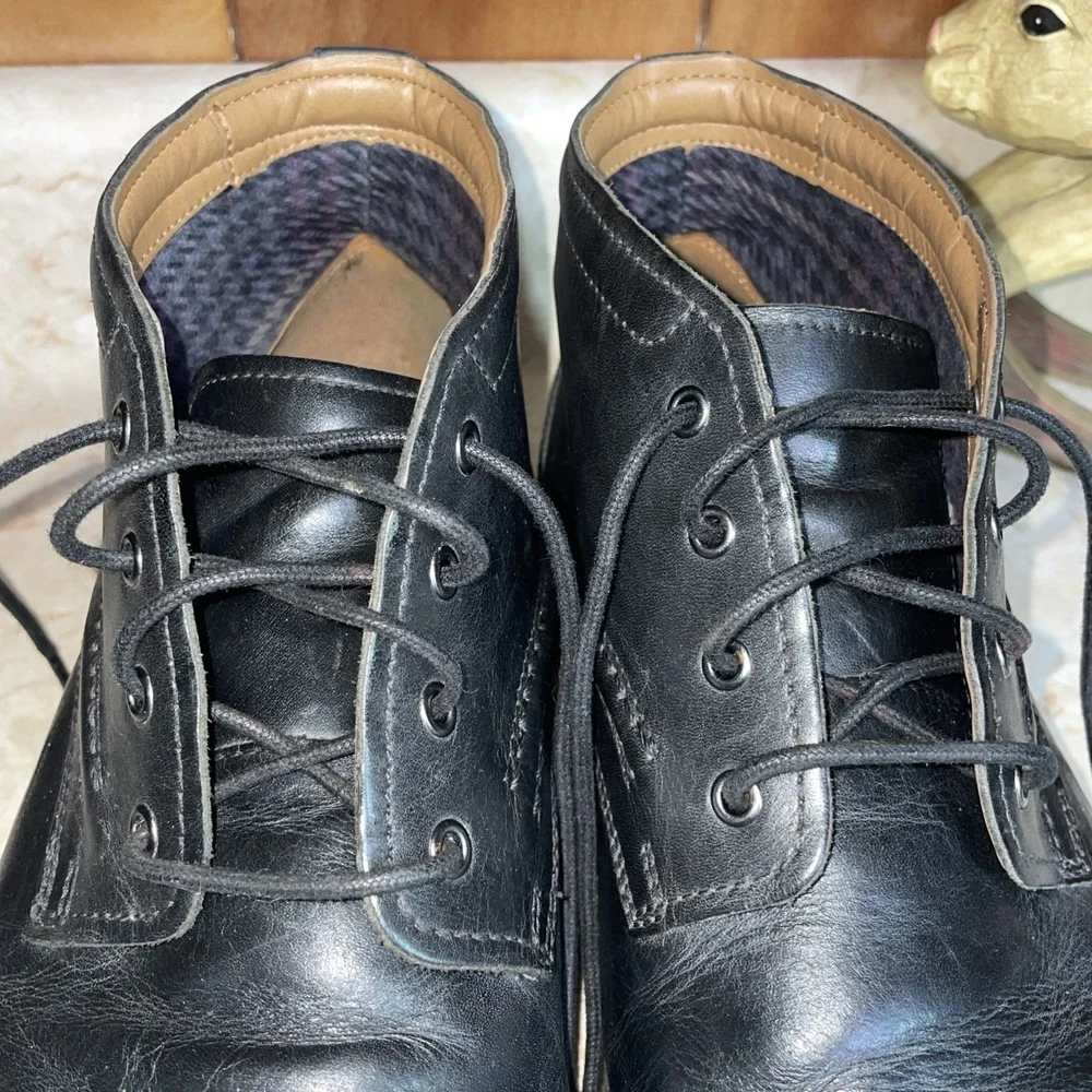 Clarks Chukka Leather Lace-up Ankle‎ Boots Black US 11 Mens Fabric Lined